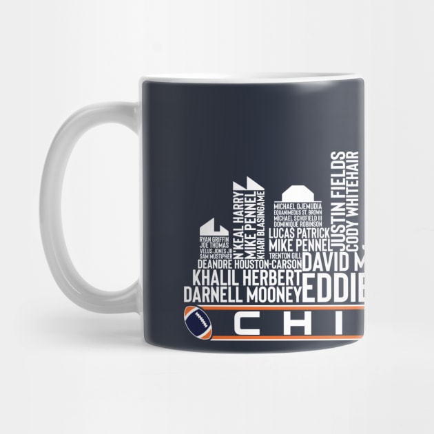 Chicago Football Team 23 Player Roster, Chicago City Skyline by Legend Skyline